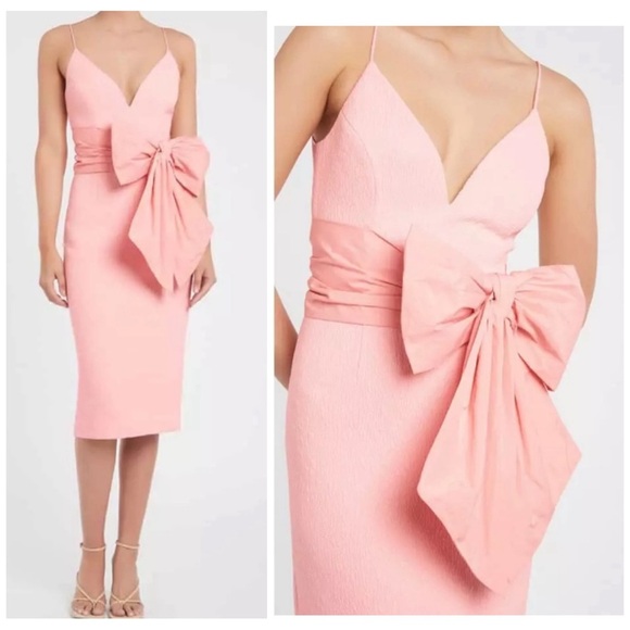 Rebecca Vallance Dresses & Skirts - Rebecca Vallance Monique V-Wired Textured Bow Midi Dress NWT Size 4 US / 8 AUS